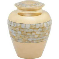 Royal Memorial Mother Of Pearl Brass Cremation Urn.