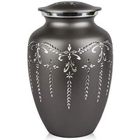 Royal Memorial Black Flourish Aluminium Urn.