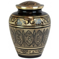 Royal Memorial  Brass  Elegant Black Golden Cremation Urn.