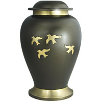Royal Memorial  Brass  Avalon Brown Golden Flying Bird Cremation Urn.