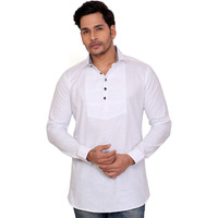 Garun White Solid Men's Straight Kurta