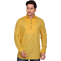 Garun Light Yellow Solid Men's Straight Kurta