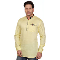 Garun Dark Yellow Solid Men's Straight Kurta