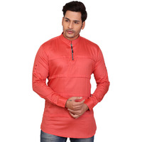 Garun Orange Half Zip Solid Men's Straight Kurta