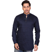 Garun Light Blue Half Zip Solid Men's Straight Kurta