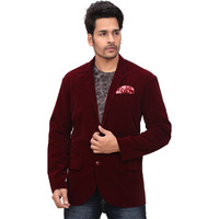 Garun Maroon Party Wear Velvet Blazer