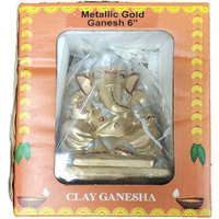 Metallic Gold Ganesh Visarjan Eco-Friendly Clay Murti (Ganesh Chaturthi Puja) Size 6