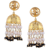 Gold-Plated White Handcrafted Dome Shaped Jhumkas By Silvermerc Designs