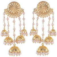 Gold-Toned & Green Contemporary Drop Earrings By Silvermerc Designs