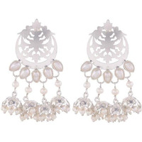 White Silver-Plated Handcrafted Circular Drop Earrings By Silvermerc Designs