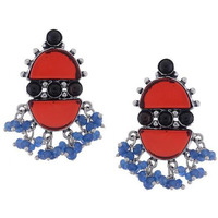 Silver-Plated & Red Classic Drop Earrings By Silvermerc Designs