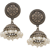 Beautiful Silver Plated & Fresh Water Pearls Jhumka Earrings By Silvermerc Designs