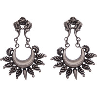 Beautiful & Floral Design Silver Chandbali Earrings By Silvermerc Designs