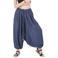 Men Women Rayon Baggy Yoga Harem Pants Plus Size (Dark Blue)