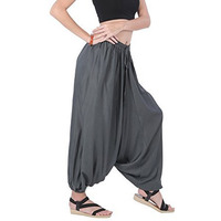 Men Women Rayon Baggy Yoga Harem Pants Plus Size (Dark Grey)