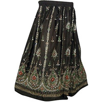 Womens Rayon Skirt Designer Spring Summer India Clothing (Brown)