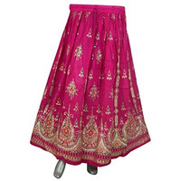 Womens Rayon Skirt Designer Spring Summer India Clothing (Magenta)