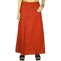 Cotton Inskirt Orange Bollywood Stitched Solid Indian Petticoat Lining For Sari