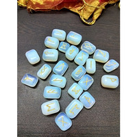 Opalite Gemstone Runes with Engraved Lettering and Velvet Bag