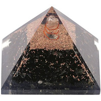 Reiki Energized chakra healing Black Orgone Pyramid With Clear Crystal Gemstone