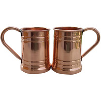 Winmaarc 100% Handmade Tankard Pure Copper Mug Large Moscow Mule Copper Mugs, 20 Oz Set of 2