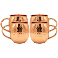 Winmaarc 100% Moscow Mule Hammered Copper Mug Set of 4 16 oz