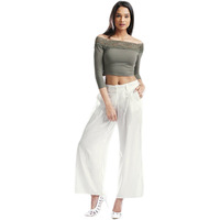 Winmaarc Women's High Waist Solid Color Casual Cotton Linen Loose Wide Leg Palazzo Pants