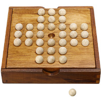 Winmaarc Handmade Wooden Peg Solitaire Board Game, Mini Teaser Board Games