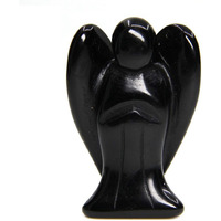 Winmaarc Hand Carved Angel Reiki Black AgatePsychic Gemstone Guardian Spiritual Stone