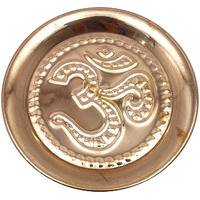 Winmaarc Copper Om Symbol Embossed Plate Aum Hindu Religious Puja Navratra Tika Thali