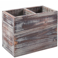 Winmaarc Wood Kitchen Dining Utensil Organizer Caddy with Napkin Holder 4 Compartment