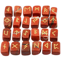 Winmaarc Red Jasper Rune Stones Tumbled Engraved Lettering Crystal Set Healing Chakra Reiki