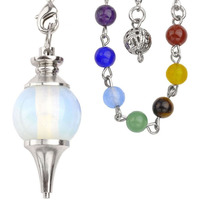 Winmaarc Beautiful Pendulum Dowsing Chakra Healing Pendant Bracelet Combination With 7 Chakras Gemstone Chain