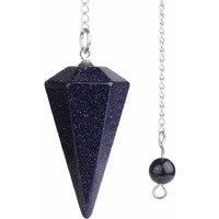 Winmaarc Blue Goldstone Gemstone Rock Crystal Hexagonal Pointed Reiki Chakra Pendant Pendulum