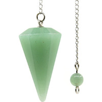 Winmaarc Green Aventurine Gemstone Rock Crystal Hexagonal Pointed Reiki Chakra Pendant Pendulum