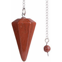 Winmaarc Red Jasper Gemstone Rock Crystal Hexagonal Pointed Reiki Chakra Pendant Pendulum