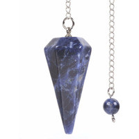 Winmaarc Sodalite Gemstone Rock Crystal Hexagonal Pointed Reiki Chakra Pendant Pendulum