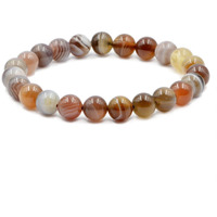 Winmaarc Botswana Agate Natural Gemstone Round Beads Stretch Bracelet Healing Reiki 8mm