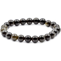 Winmaarc Obsidian Natural Gemstone Round Beads Stretch Bracelet Healing Reiki 8mm