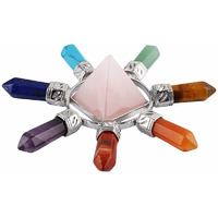 Winmaarc Rose Quartz 7 Chakra Points Pyramid Energy Generator,Reiki Chakra Healing Crystal Stone