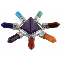 Winmaarc Amethyst 7 Chakra Points Pyramid Energy Generator,Reiki Chakra Healing Crystal Stone