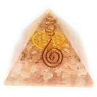 Winmaarc Rose Quartz Orgone Pyramid The Flower Of Life Symbol Orgonite Energy Generator Stone