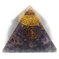 Winmaarc Amethyst Orgone Pyramid The Flower Of Life Symbol Orgonite Energy Generator Stone