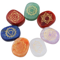 Winmaarc Healing Crystal 7 pcs Mixed 7 Chakra Stones Palm Stone Reiki Balancing