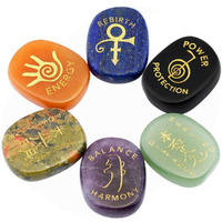 Winmaarc Healing Crystal 6 pcs Mixed 7 Chakra Stones Palm Stone Reiki Balancing