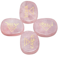 Winmaarc Healing Crystal 4 pcs Engraved Triangle Symbol Stones Palm Stones Reiki Balancing