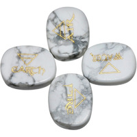 Winmaarc Healing Crystal 4 pcs Engraved Triangle Symbol Stones Palm Stones Reiki Balancing