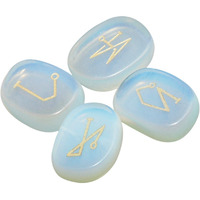 Winmaarc Healing Crystal 4 pcs Engraved Angel Symbol Palm Stones Reiki Balancing