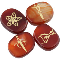 Winmaarc Healing Crystal 4 pcs Engraved Tarot Symbol Palm Stones Reiki Balancing