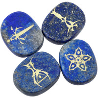 Winmaarc Healing Crystal 4 pcs Engraved Tarot Symbol Palm Stones Reiki Balancing